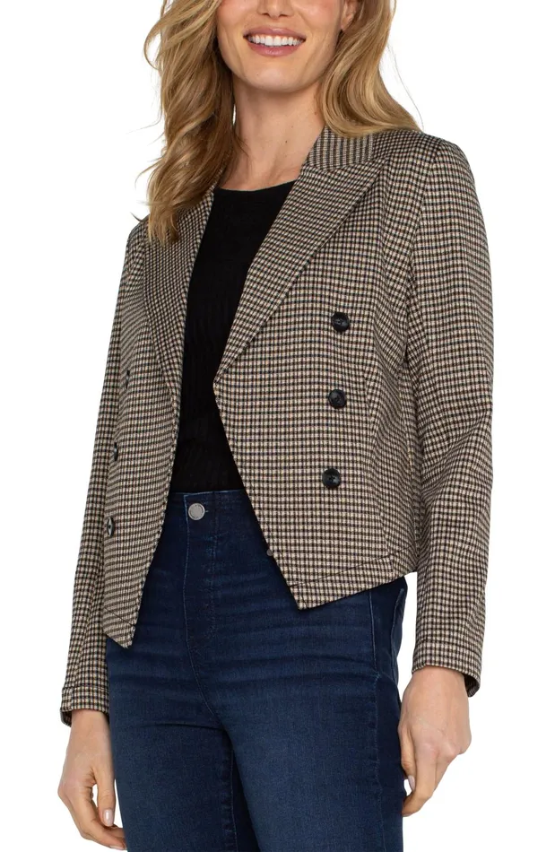 Womens Liverpool Los Angeles Jackets OPEN FRONT BLAZER Black Tan Check