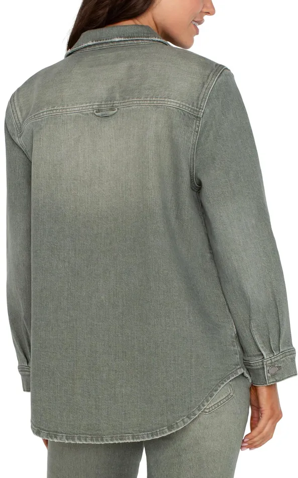 Womens Liverpool Los Angeles Jackets OVERSHIRT WITH TAIL HEM Vintage Green