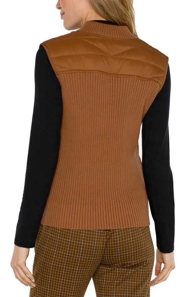 Womens Liverpool Los Angeles Jackets SLEEVELESS QUILTED FULL ZIP SWEATER VEST Turmeric