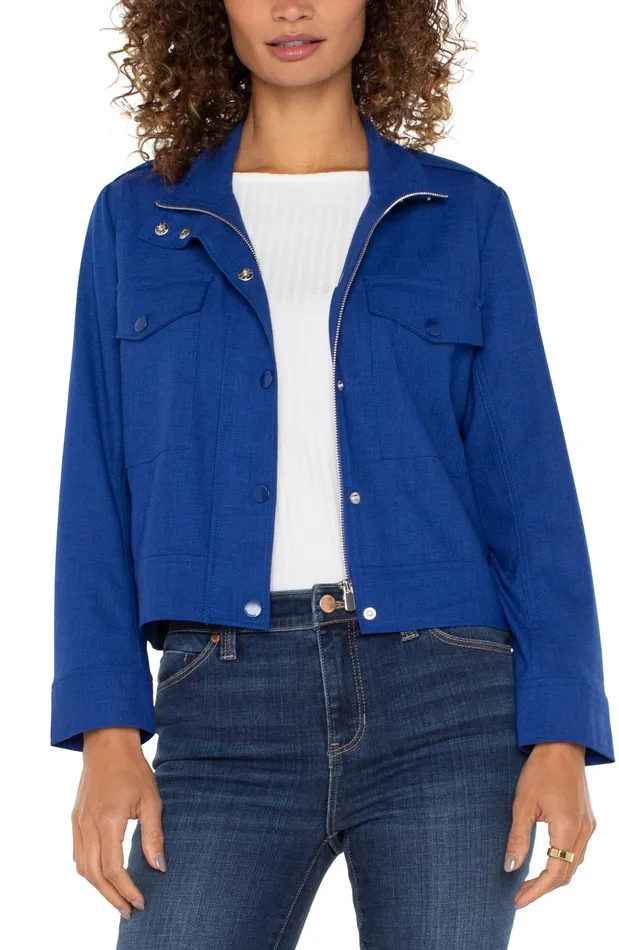 Womens Liverpool Los Angeles Jackets UTILITY CROP JACKET Blue Topaz