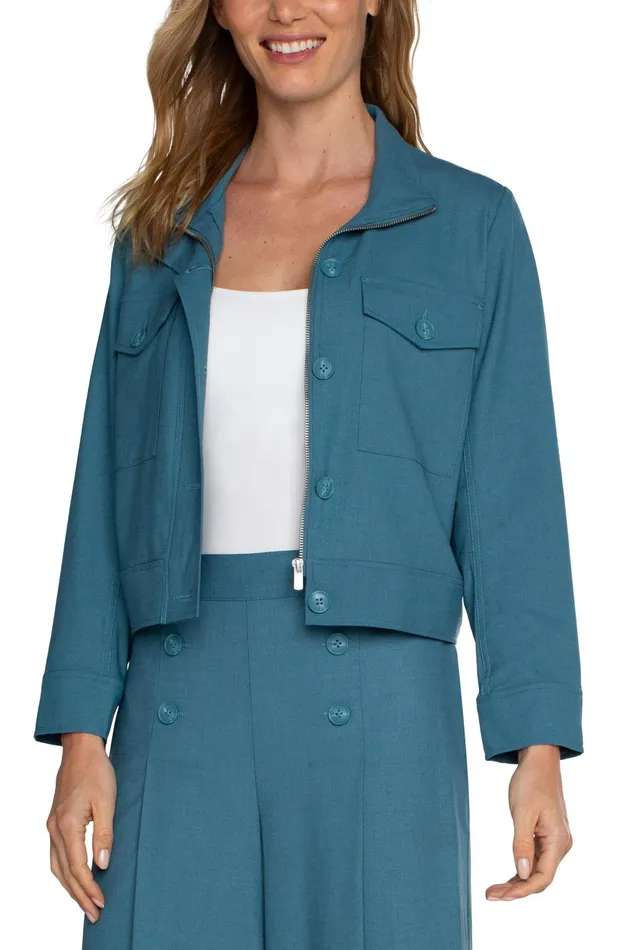 Womens Liverpool Los Angeles Jackets UTILITY CROP JACKET Ocean Blue