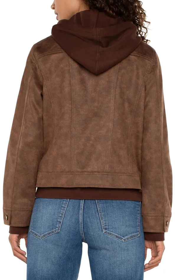 Womens Liverpool Los Angeles Jackets ZIP UP TRUCKER JACKET WITH REMOVABLE HOOD Vintage Umber