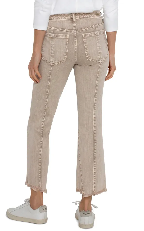 Womens Liverpool Los Angeles Jeans HANNAH CROP FLARE WITH UNEVEN FRAY HEM 8211 ECO Biscuit Tan Mineral Dye