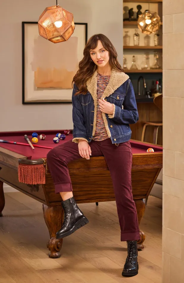 Womens Liverpool Los Angeles Jeans MARLEY GIRLFRIEND CUFFED CORDUROY Blackberry