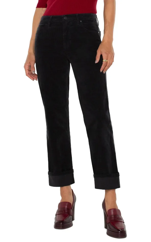 Womens Liverpool Los Angeles Jeans MARLEY GIRLFRIEND CUFFED CORDUROY Onyx
