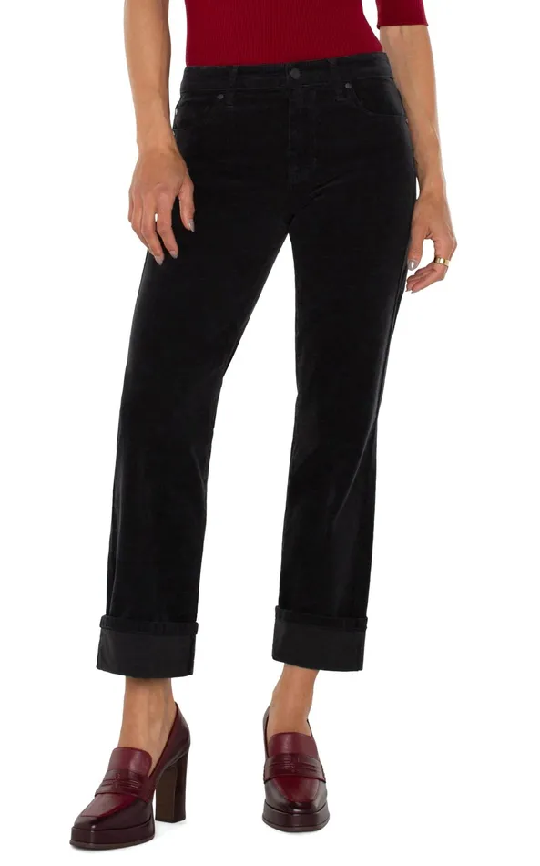 Womens Liverpool Los Angeles Jeans MARLEY GIRLFRIEND CUFFED CORDUROY Onyx