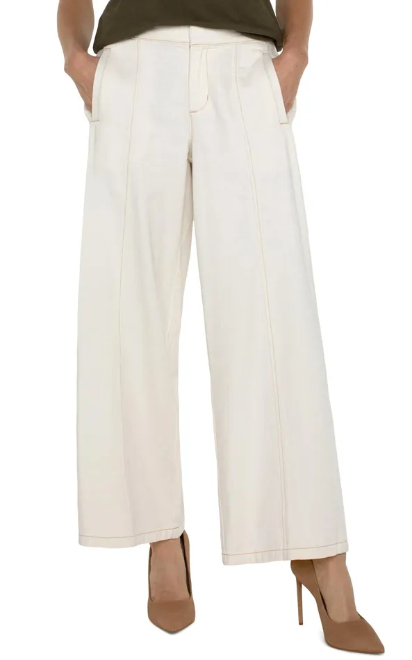 Womens Liverpool Los Angeles Jeans WIDE LEG TROUSER WITH ELASTIC WAISTBAND Antique Ecru