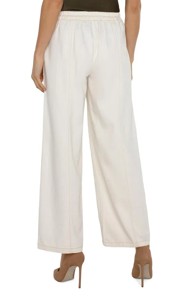 Womens Liverpool Los Angeles Jeans WIDE LEG TROUSER WITH ELASTIC WAISTBAND Antique Ecru