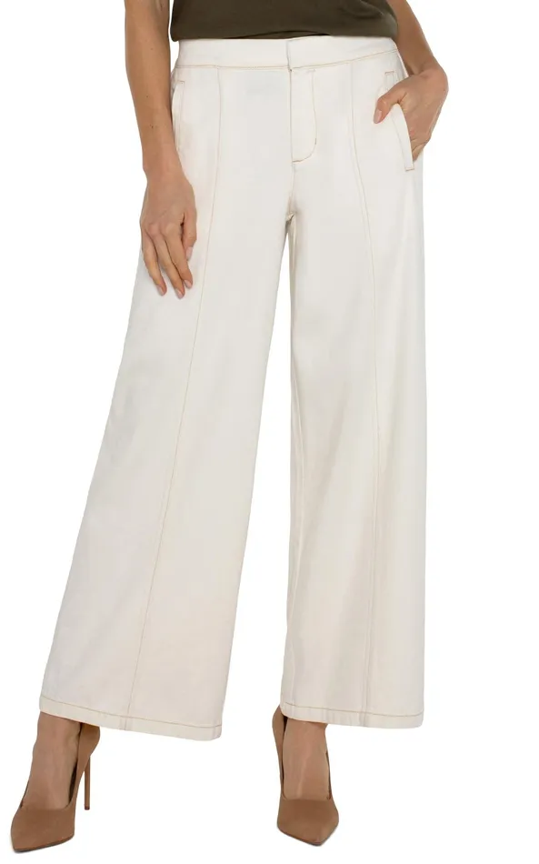 Womens Liverpool Los Angeles Jeans WIDE LEG TROUSER WITH ELASTIC WAISTBAND Antique Ecru