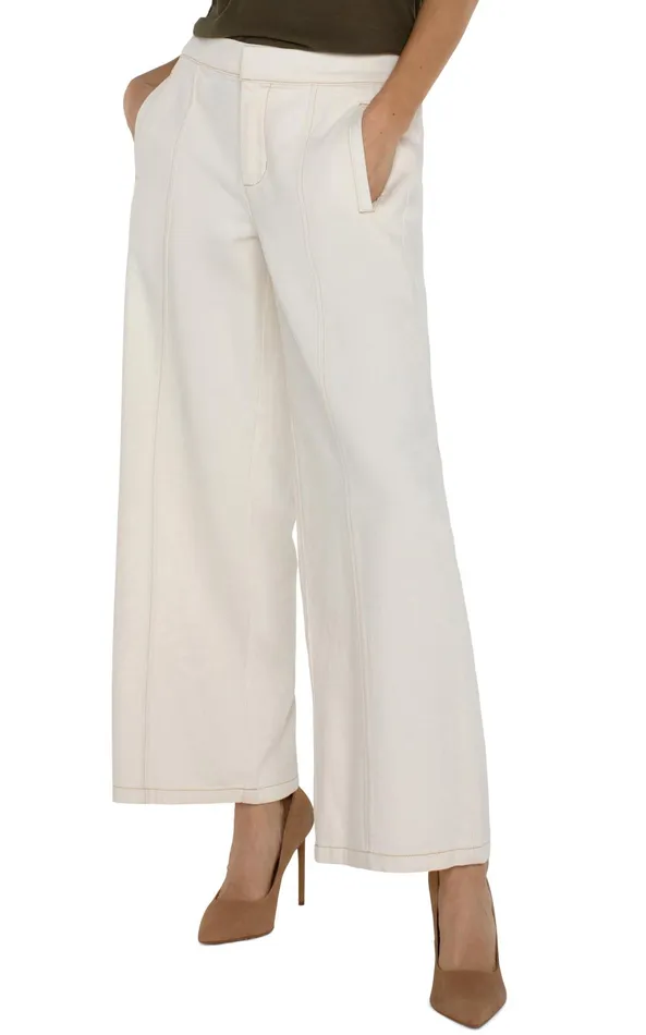 Womens Liverpool Los Angeles Jeans WIDE LEG TROUSER WITH ELASTIC WAISTBAND Antique Ecru