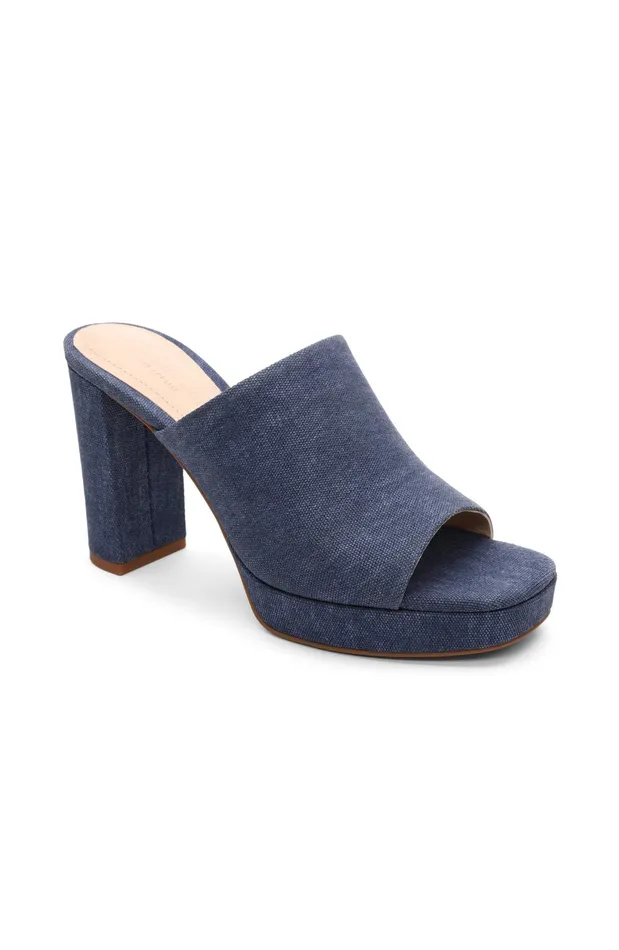 Womens Liverpool Los Angeles Mules CARSON HIGH BLOCK HEEL MULE Indigo