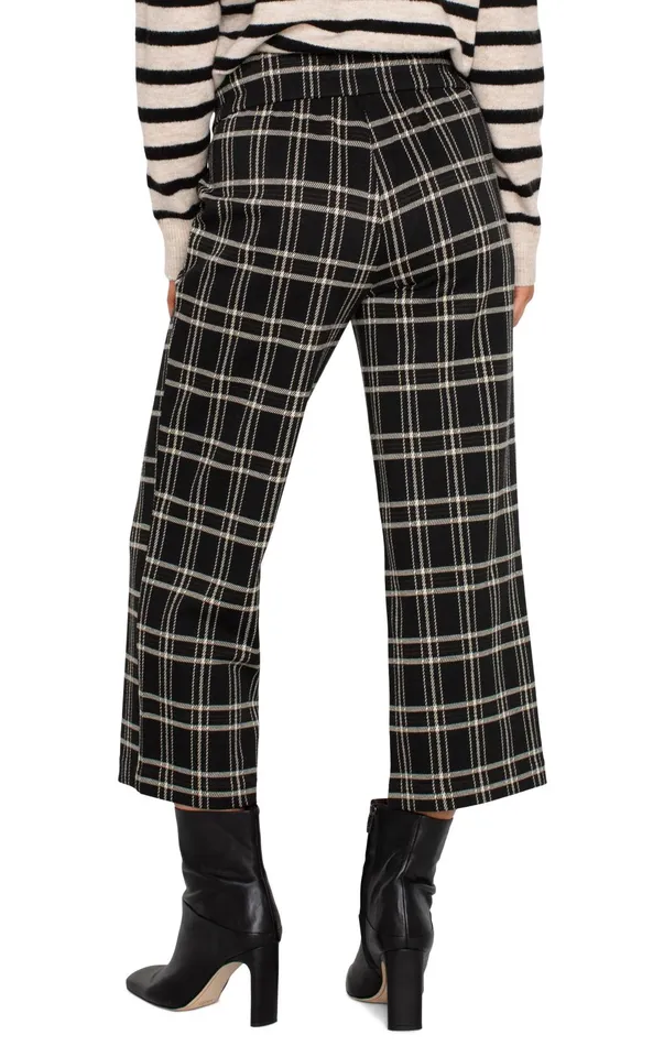 Womens Liverpool Los Angeles Pants MABEL PULLON CROP Black Oatmeal Windowpane