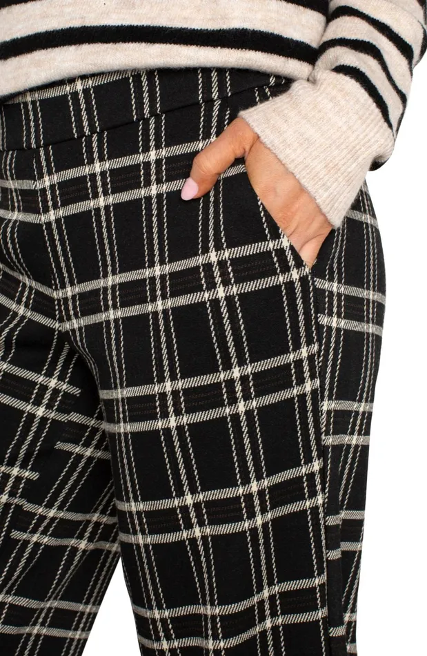 Womens Liverpool Los Angeles Pants MABEL PULLON CROP Black Oatmeal Windowpane