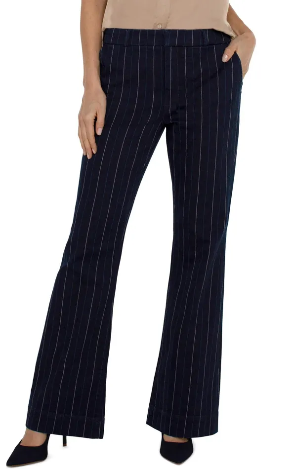 Womens Liverpool Los Angeles Pants TROUSER FLARE Lapis Indigo Stripe