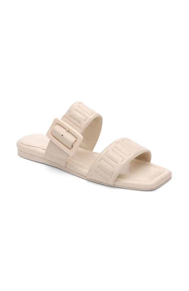 Womens Liverpool Los Angeles Sandals DOWNTOWN LOGO STITCH SANDAL Ecru