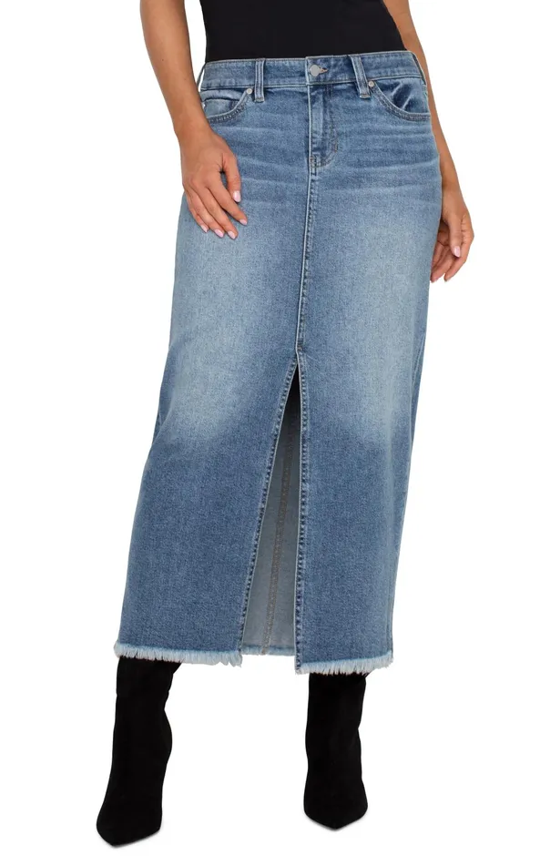 Womens Liverpool Los Angeles Skirts 5POCKET FRONT SLIT MAXI SKIRT Tanglewood