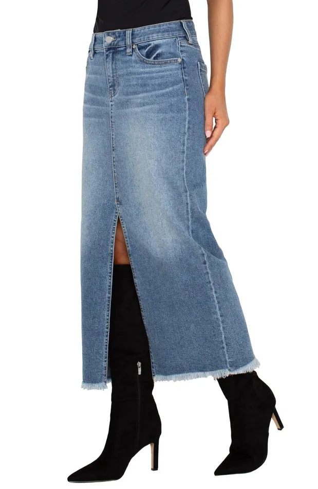 Womens Liverpool Los Angeles Skirts 5POCKET FRONT SLIT MAXI SKIRT Tanglewood