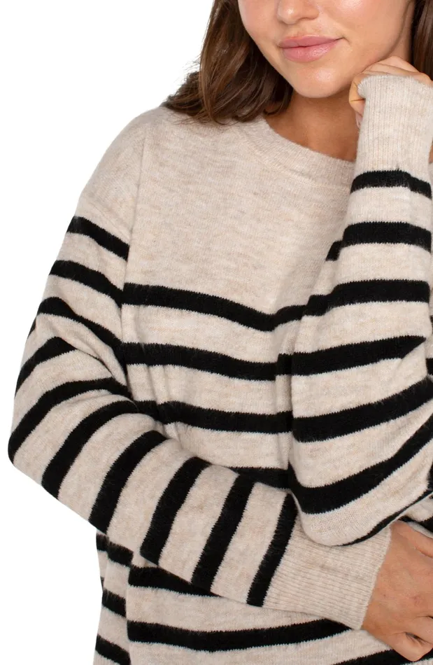 Womens Liverpool Los Angeles Sweaters LONG SLEEVE CREW NECK DROP SHOULDER SWEATER Oatmeal Heather