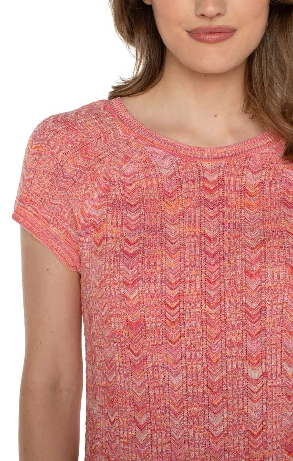 Womens Liverpool Los Angeles Sweaters SCOOP NECK SHORT SLEEVE RAGLAN Sugar Coral Spacedye