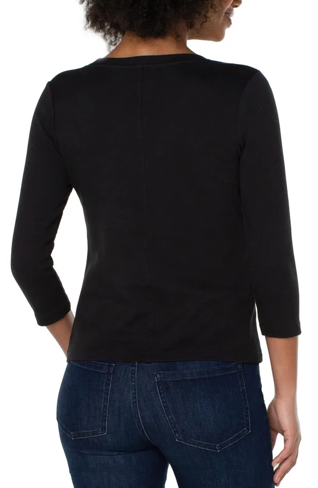 Womens Liverpool Los Angeles Tees 34 SLEEVE SCOOP NECK KNIT TEE Black