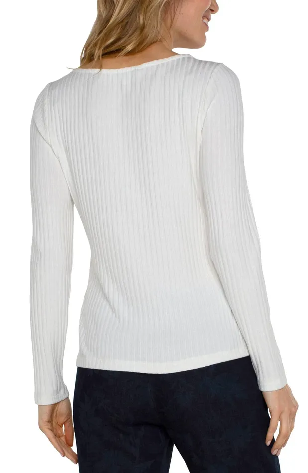 Womens Liverpool Los Angeles Tees LONG SLEEVE BOAT NECK KNIT TOP Snow