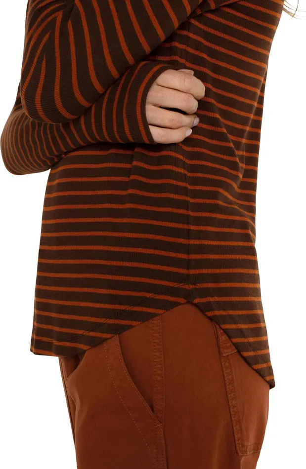 Womens Liverpool Los Angeles Tees LONG SLEEVE SCOOP NECK TOP Turmeric Stripe
