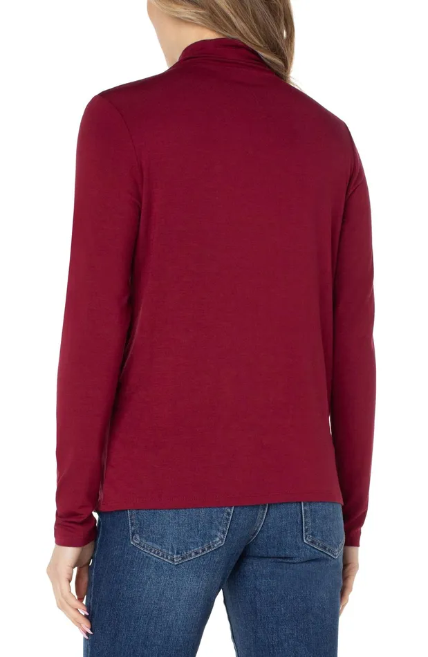 Womens Liverpool Los Angeles Tees MOCK NECK LONG SLEEVE KNIT TOP Red Velvet