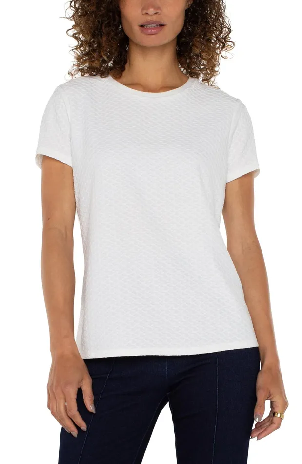 Womens Liverpool Los Angeles Tees SHORT SLEEVE CREW NECK TEE WITH RIB TRIM White Womens Liverpool Los Angeles Tees SHORT SLEEVE CREW NECK TEE WITH RIB TRIM White