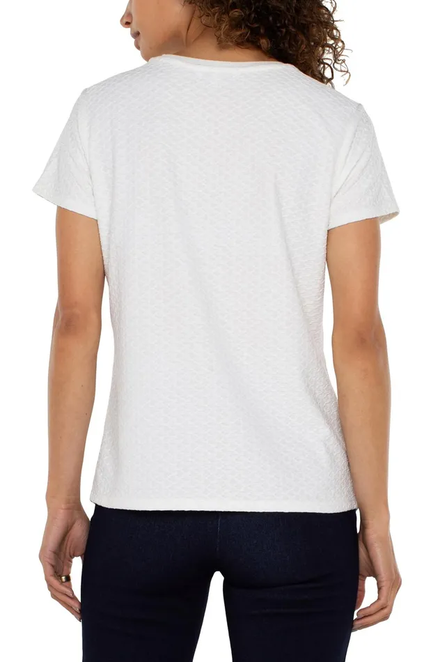 Womens Liverpool Los Angeles Tees SHORT SLEEVE CREW NECK TEE WITH RIB TRIM White