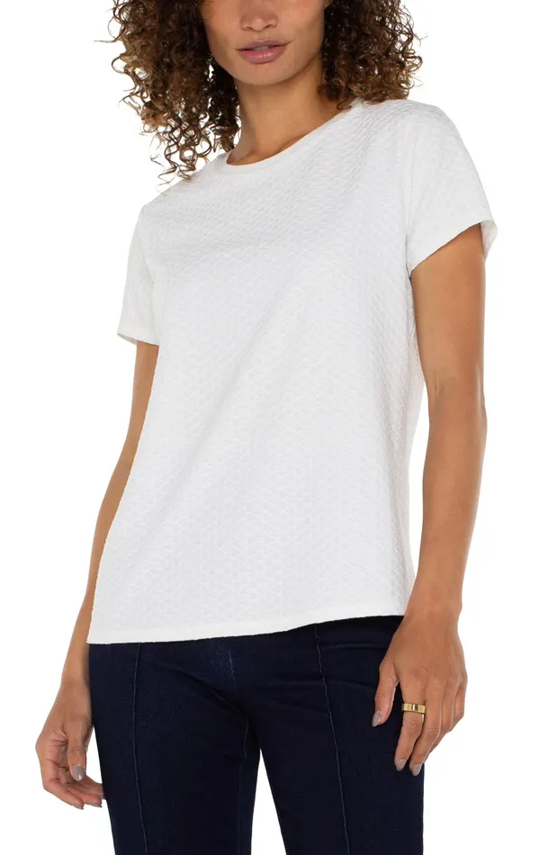 Womens Liverpool Los Angeles Tees SHORT SLEEVE CREW NECK TEE WITH RIB TRIM White