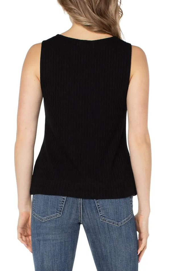 Womens Liverpool Los Angeles Tees SLEEVELESS BOAT NECK RIB KNIT TOP Black