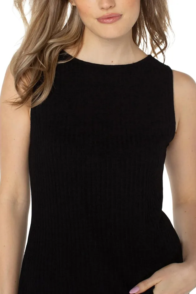 Womens Liverpool Los Angeles Tees SLEEVELESS BOAT NECK RIB KNIT TOP Black