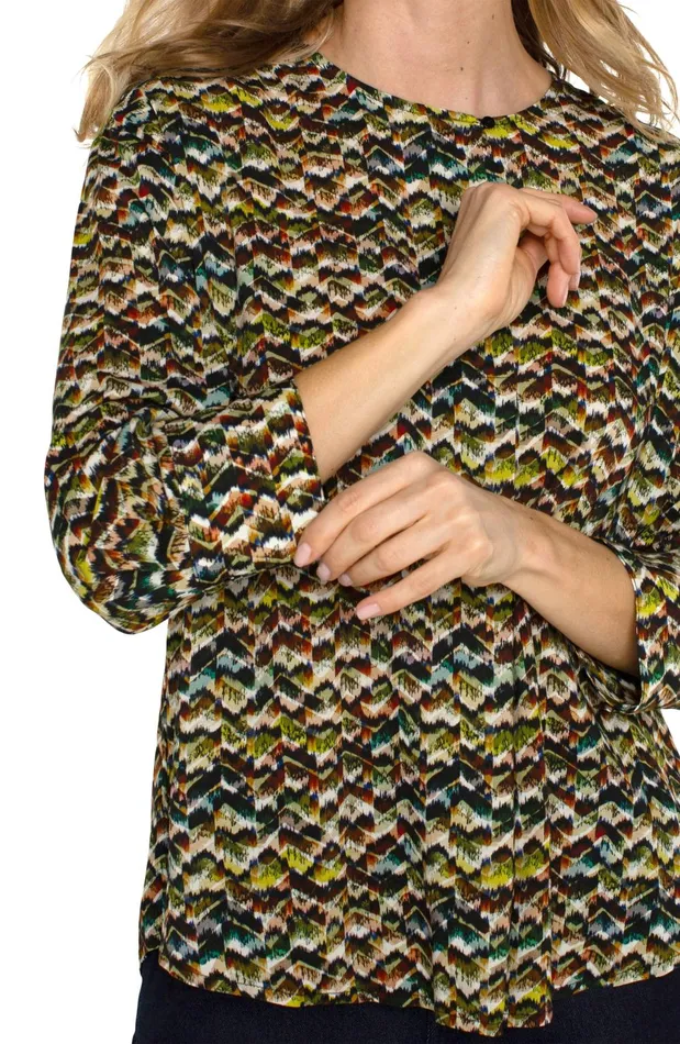 Womens Liverpool Los Angeles Tops 34 SLEEVE POPOVER WOVEN BLOUSE Tourmaline Multi