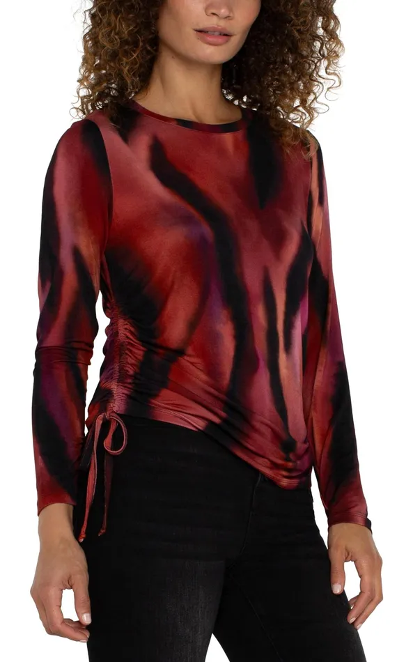 Womens Liverpool Los Angeles Tops LONG SLEEVE CREW NECK KNIT TOP Fire Opal