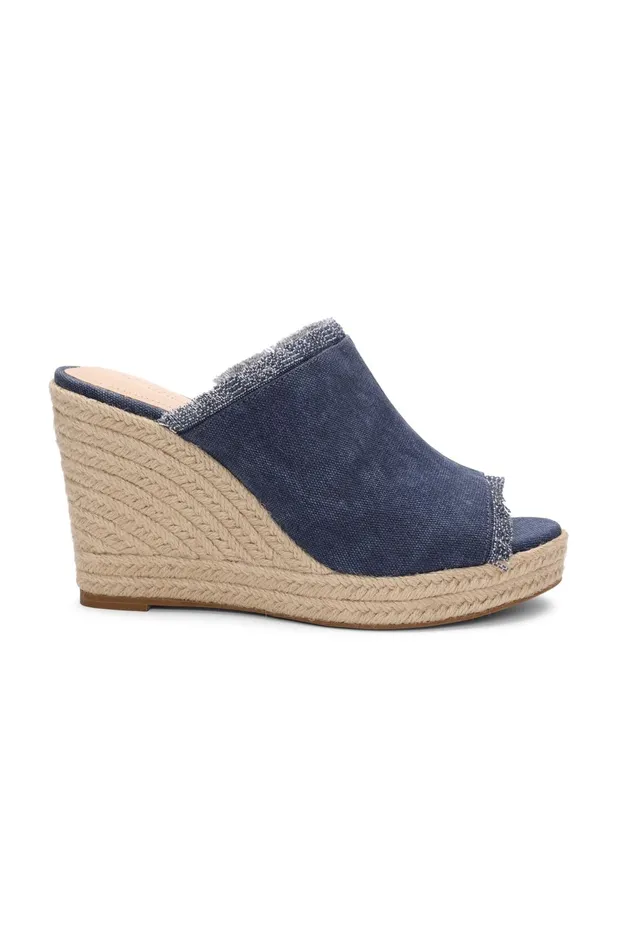 Womens Liverpool Los Angeles Wedges and Espadrilles HOLLYWOOD FRAY EDGE ESPADRILLE Indigo
