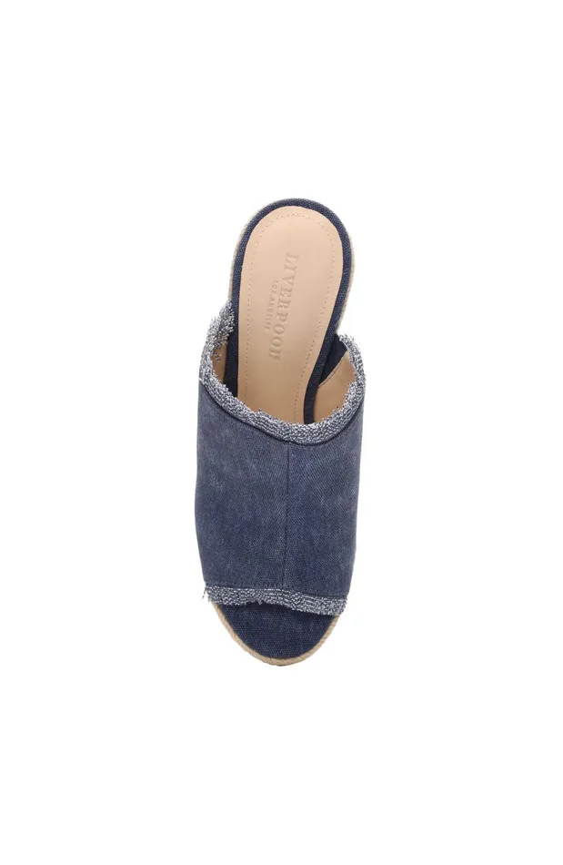 Womens Liverpool Los Angeles Wedges and Espadrilles HOLLYWOOD FRAY EDGE ESPADRILLE Indigo