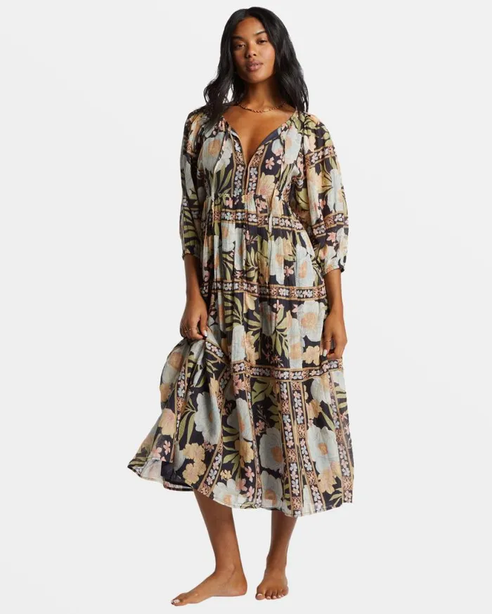 Womens Lost Cove Midi Dress Black Sands Billabong Dresses Womens Lost Cove Midi Dress Black Sands Billabong Dresses