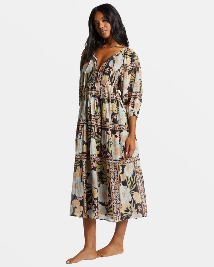 Womens Lost Cove Midi Dress Black Sands Billabong Dresses Womens Lost Cove Midi Dress Black Sands Billabong Dresses