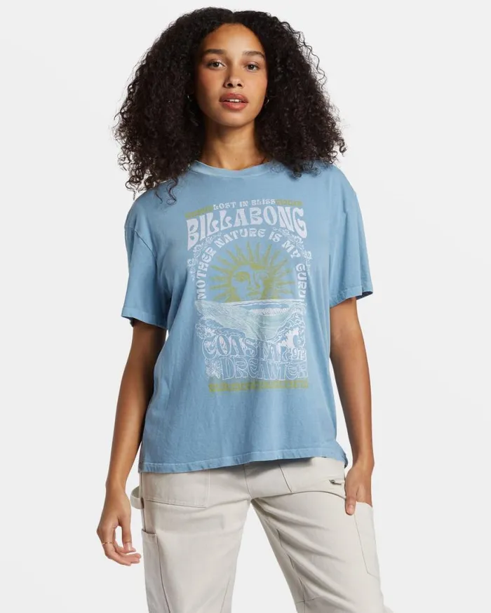 Womens Lost In Bliss TShirt Blue Shadow Billabong Tops