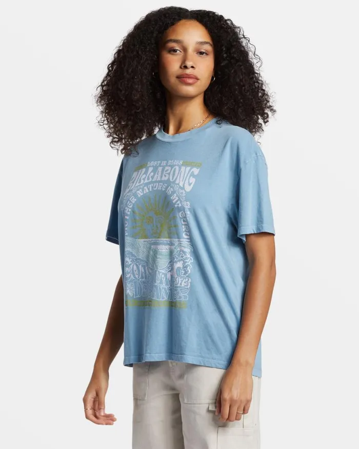 Womens Lost In Bliss TShirt Blue Shadow Billabong Tops