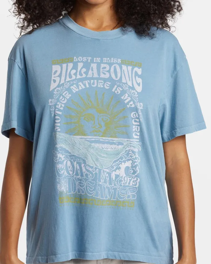 Womens Lost In Bliss TShirt Blue Shadow Billabong Tops
