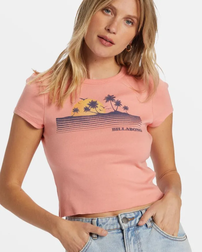 Womens Magic Sunset TShirt Peach Out Billabong Graphic Tees and Tanks Womens Magic Sunset TShirt Peach Out Billabong Graphic Tees and Tanks