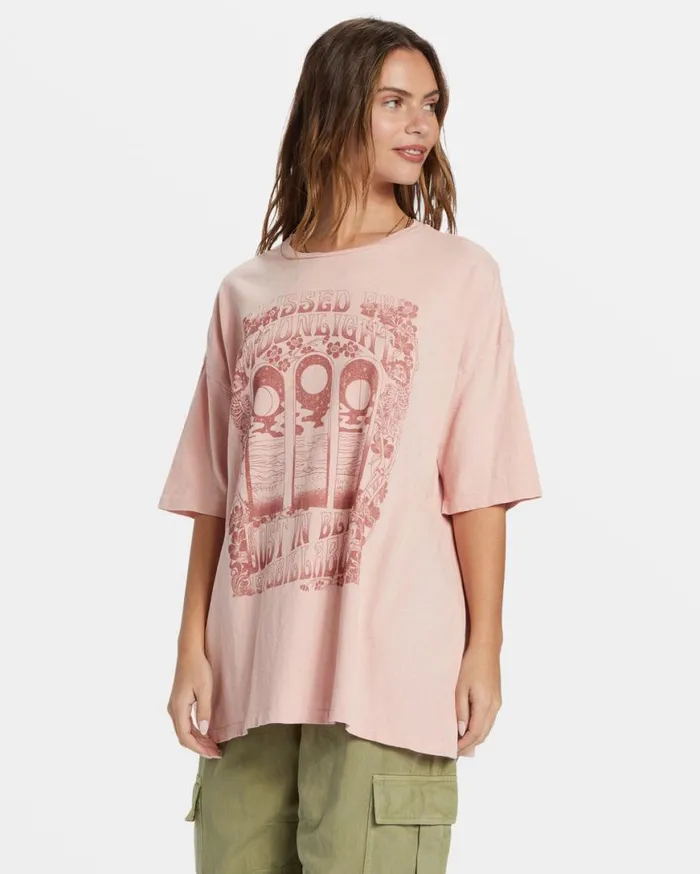 Womens Moon Kiss TShirt Dusty Peach Billabong Graphic Tees and Tanks Womens Moon Kiss TShirt Dusty Peach Billabong Graphic Tees and Tanks