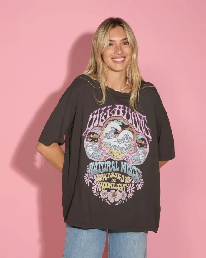 Womens Natural Mystic TShirt Off Black Billabong Graphic Tees and Tanks