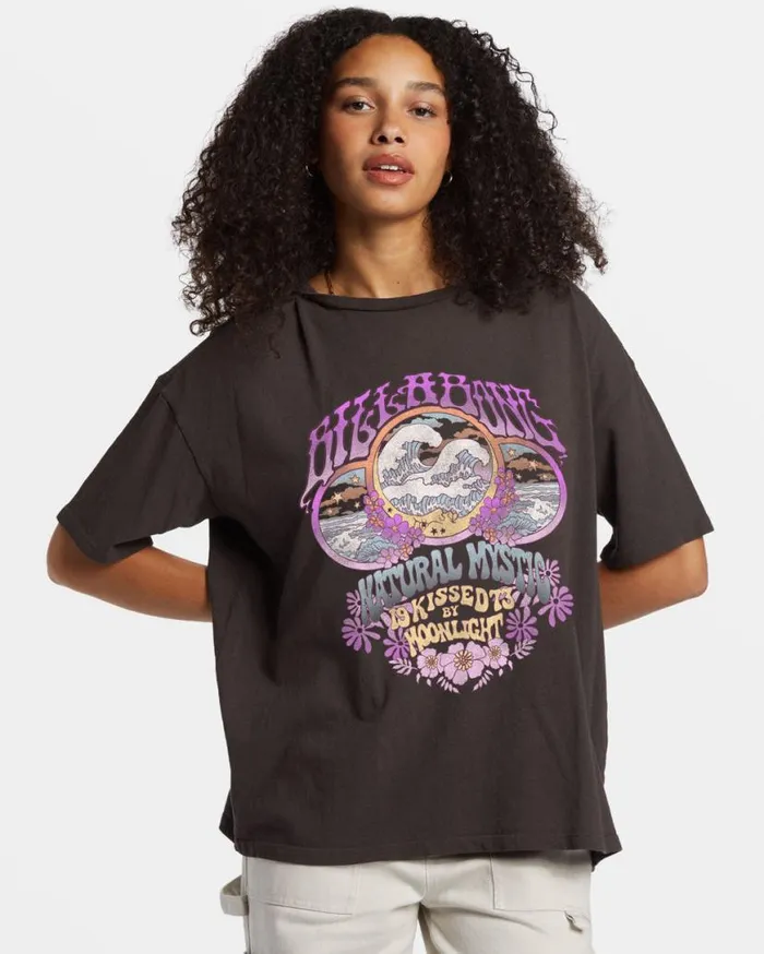 Womens Natural Mystic TShirt Off Black Billabong Graphic Tees and Tanks