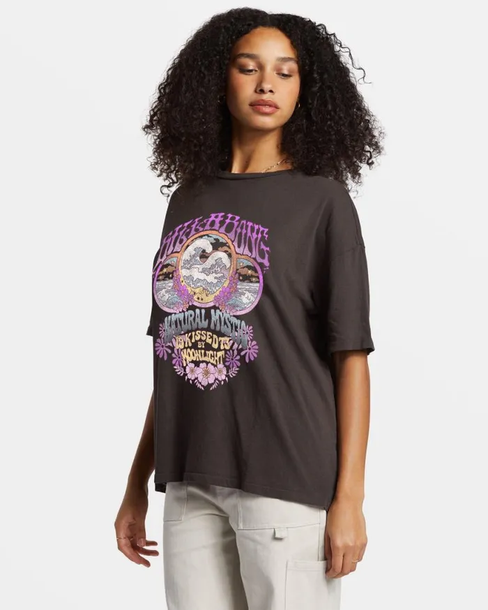 Womens Natural Mystic TShirt Off Black Billabong Graphic Tees and Tanks