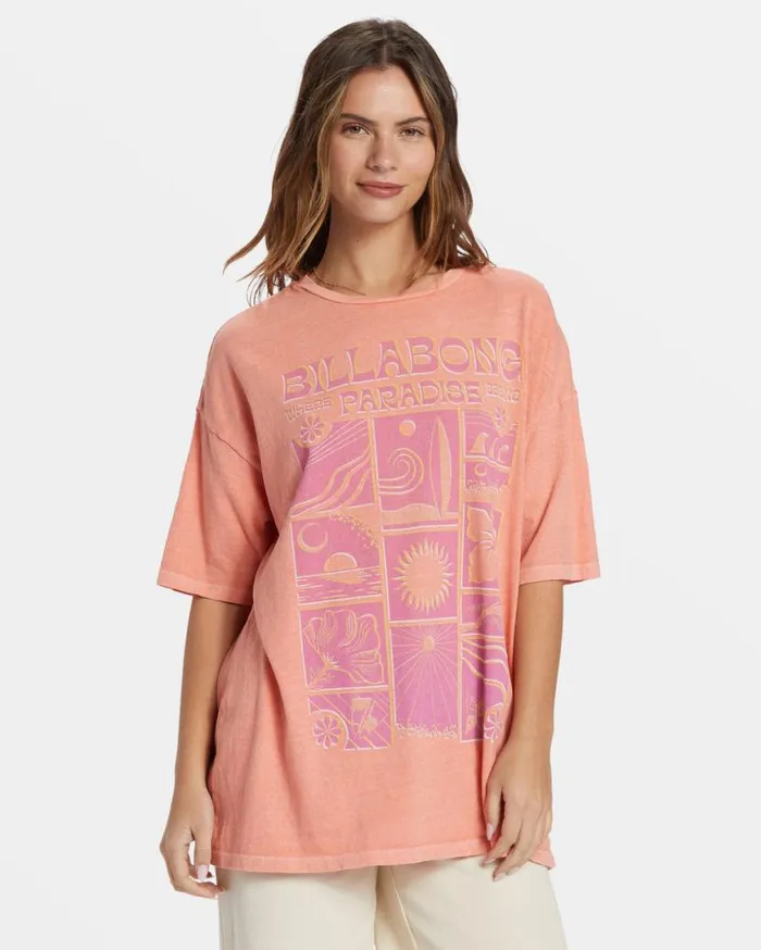 Womens Paradise Begins TShirt Peach Out Billabong Graphic Tees and Tanks