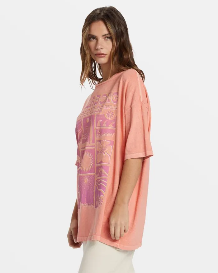 Womens Paradise Begins TShirt Peach Out Billabong Graphic Tees and Tanks Womens Paradise Begins TShirt Peach Out Billabong Graphic Tees and Tanks