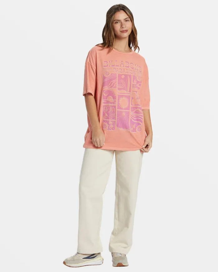 Womens Paradise Begins TShirt Peach Out Billabong Graphic Tees and Tanks Womens Paradise Begins TShirt Peach Out Billabong Graphic Tees and Tanks