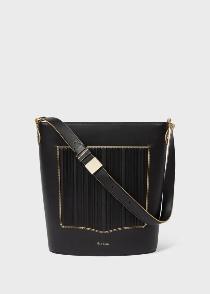 Womens Paul Smith Bags Black 039Shadow Stripe039 Leather Bucket Bag Womens Paul Smith Bags Black 039Shadow Stripe039 Leather Bucket Bag